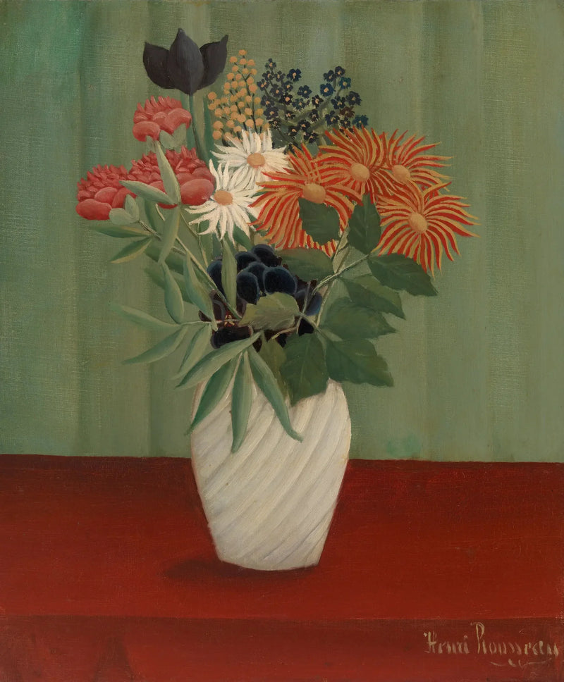 Kukkakimppu kuningatar-kukkapenkkejä ja tokyoja - Henri Rousseau