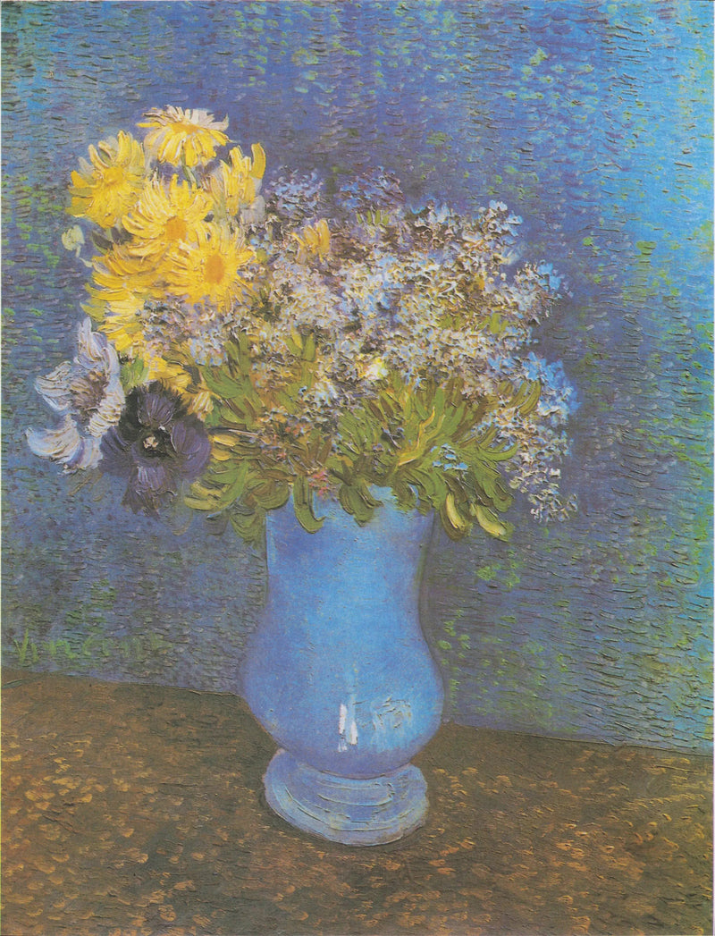 Kukka-asetelma sinisessä maljakossa - Vincent van Gogh