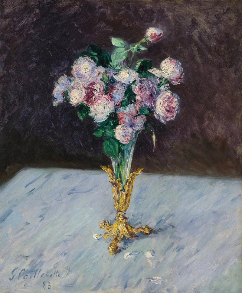 Ruusukimppu kristallimaljassa - Gustave Caillebotte
