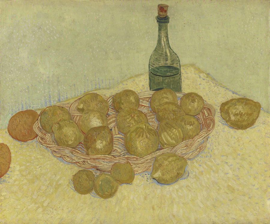 Still life: pullo, sitruunoita ja appelsiineja - Vincent van Gogh