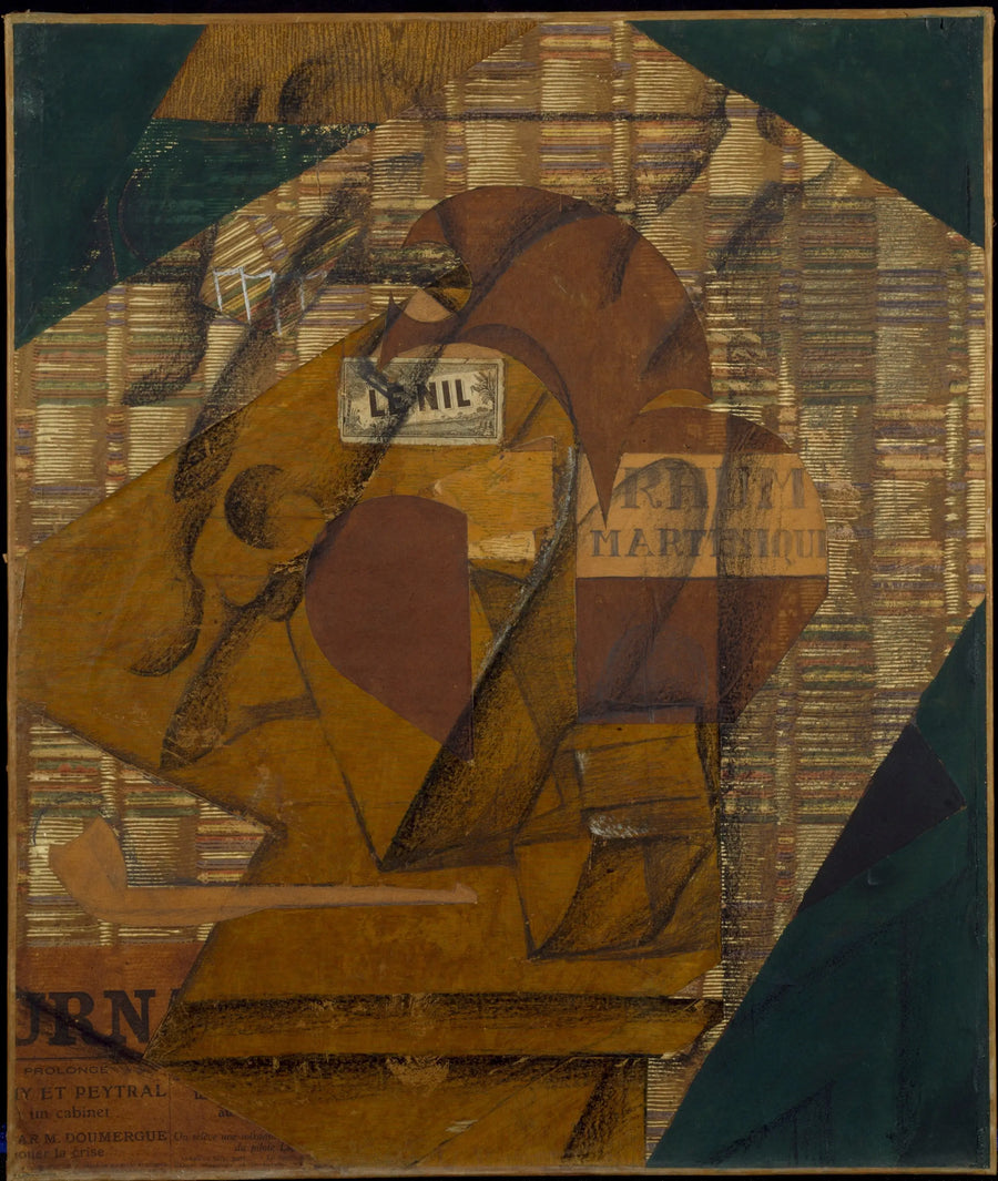 Bouteille de rhum et Journal - Juan Gris - Alpha Reproduction