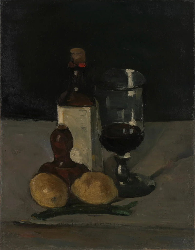 Pullo, lasi ja sitruunat - Paul Cézanne