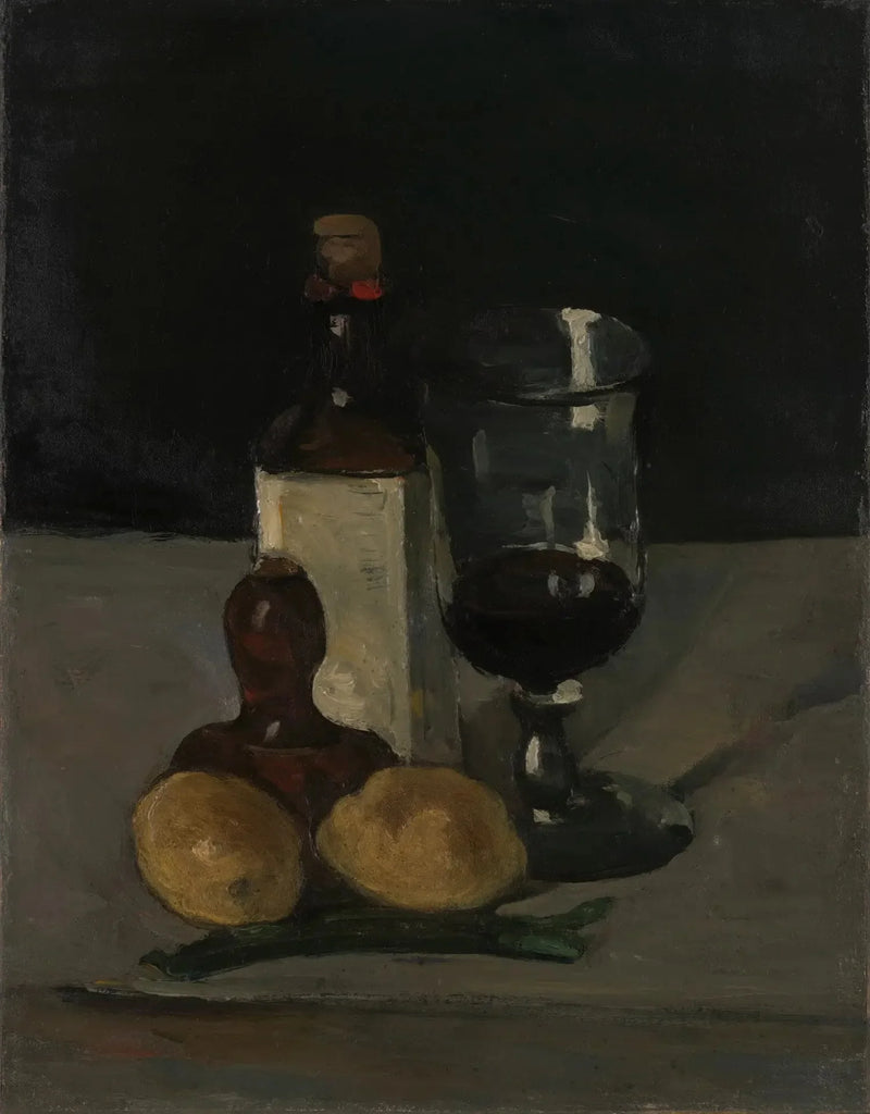 Pullo, lasi ja sitruunat - Paul Cézanne