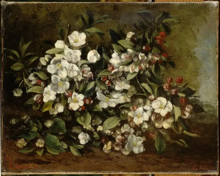Kukkiva omenapuun oksa - Gustave Courbet
