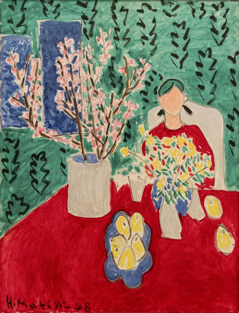 Luumupuuhaara, vihreä tausta - Henri Matisse