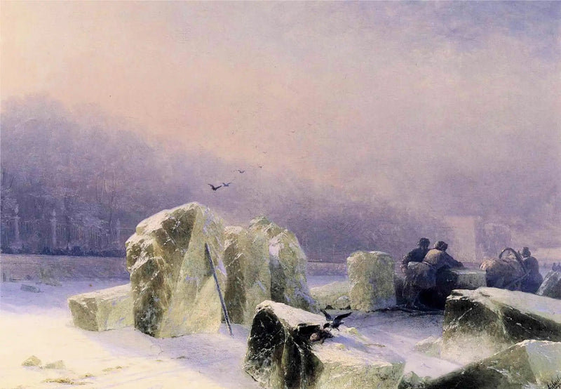 Jäänmurtaja Neva jäässä Pietarissa - Ivan Aivazovski