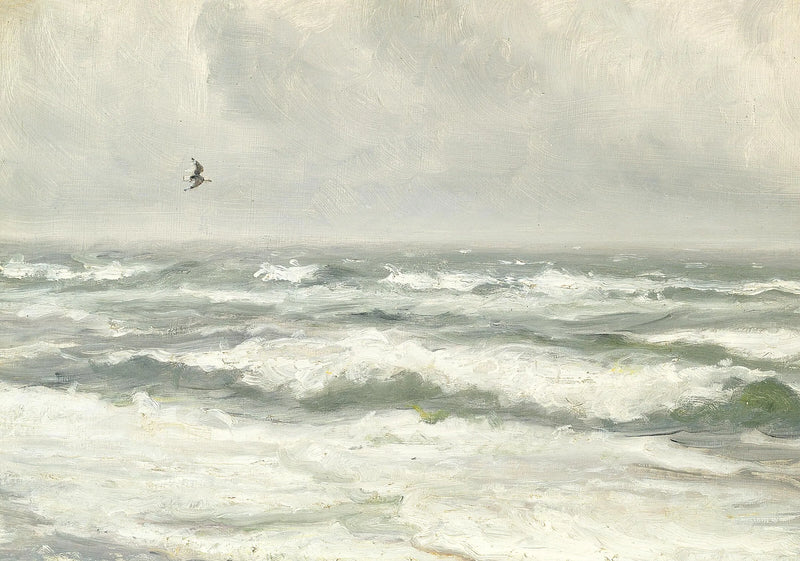 Aaltojen murtaminen harmaana päivänä. - Michael Peter Ancher