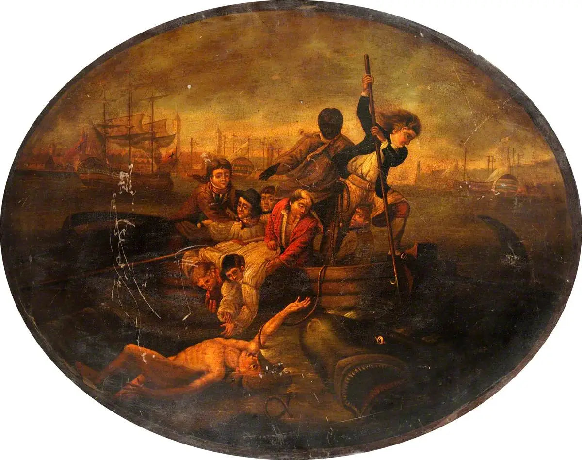 Brook Watson attaqué par un requin dans le port de La Havane, 1749 - John Singleton Copley image 1 copie peinte à la main à l’huile