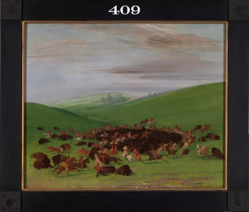 Buffalon jahtia, Hidatsas-heimojen ympäröimänä - George Catlin