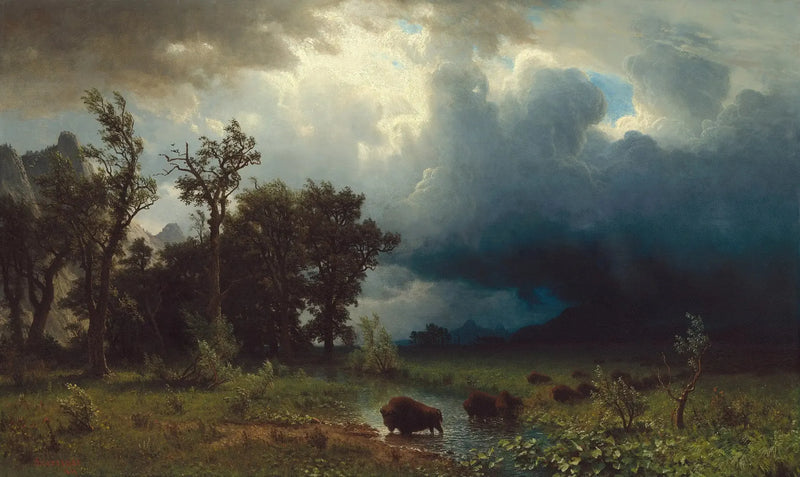 Buffalo Trail : lähestyvä myrsky - Albert Bierstadt