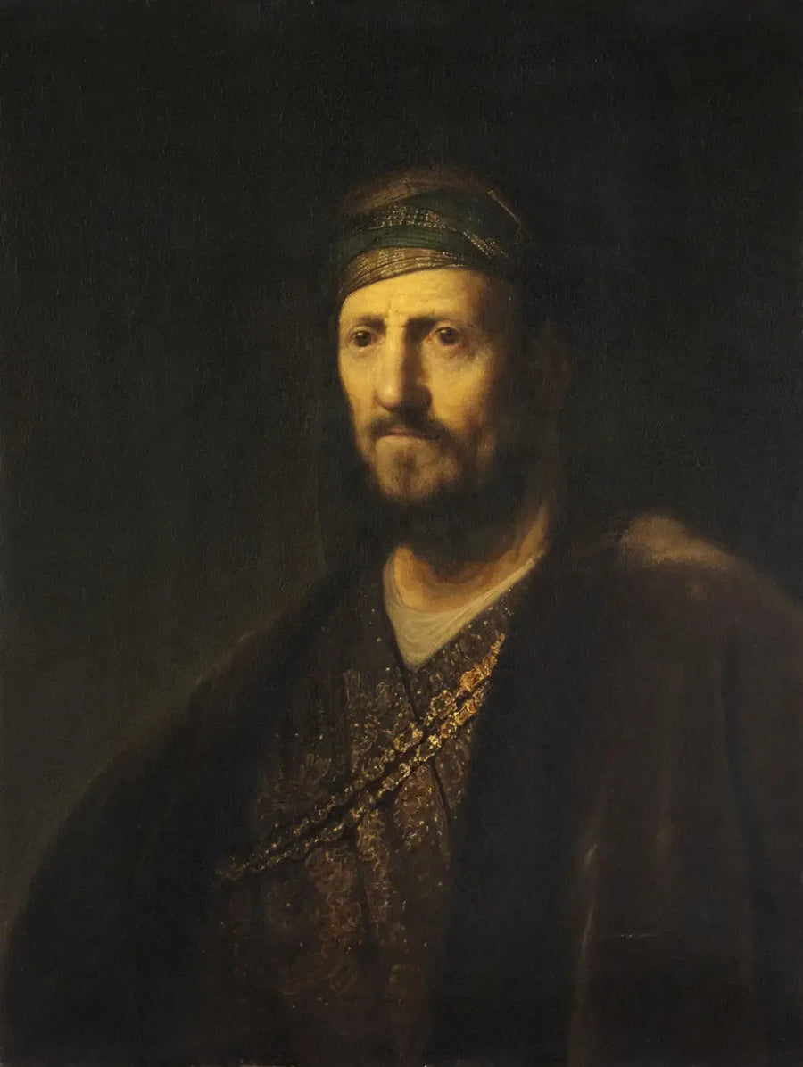 Itämaiseen pukuun pukeutuneen miehen rintakuva - Rembrandt