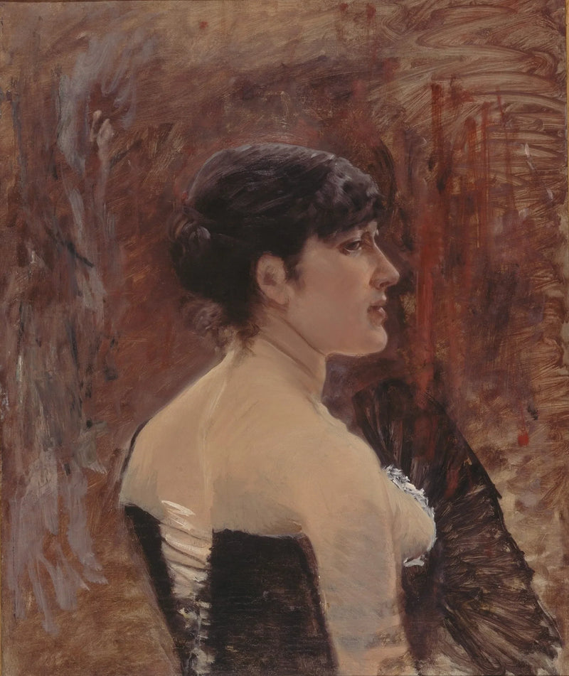 Naisfiguuri puhaltaen viuhkaa - Giuseppe De Nittis