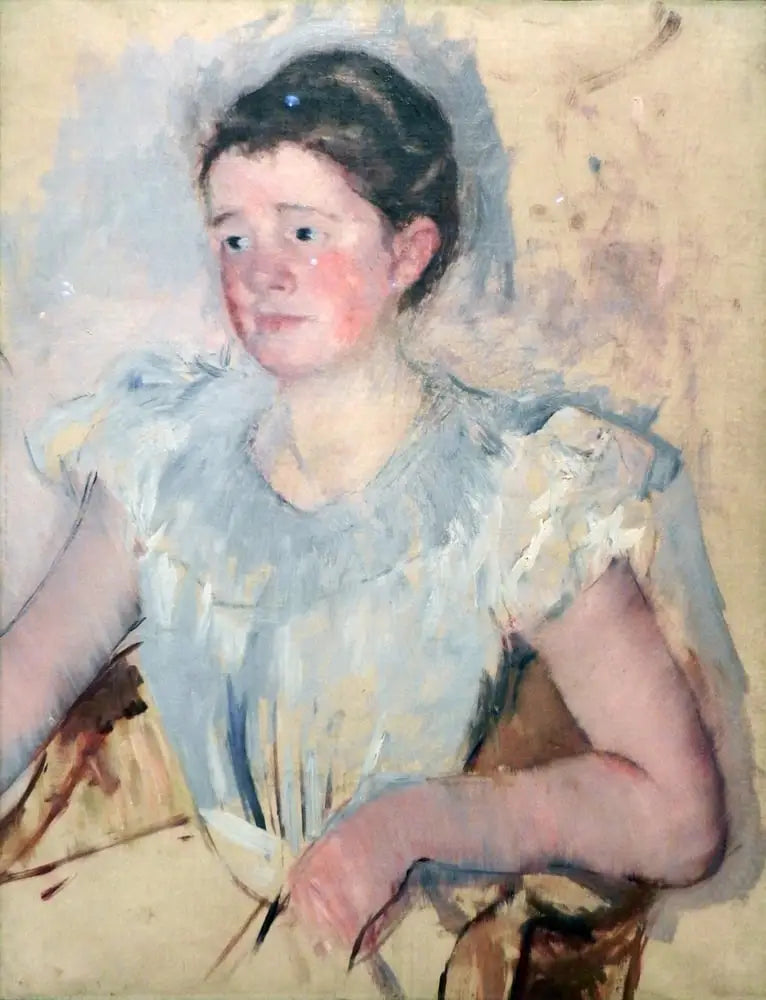 Naisen rintakuva valkoisessa korsettissa - Mary Cassatt