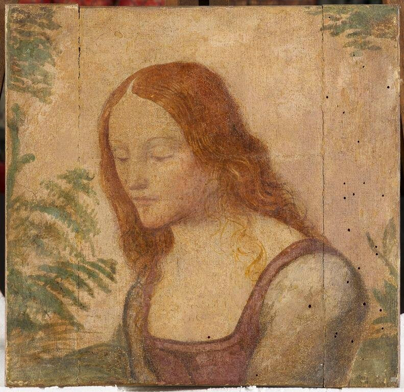 Nuoren tytön rintakuva irti päässeillä hiuksilla - Bernardino Luini