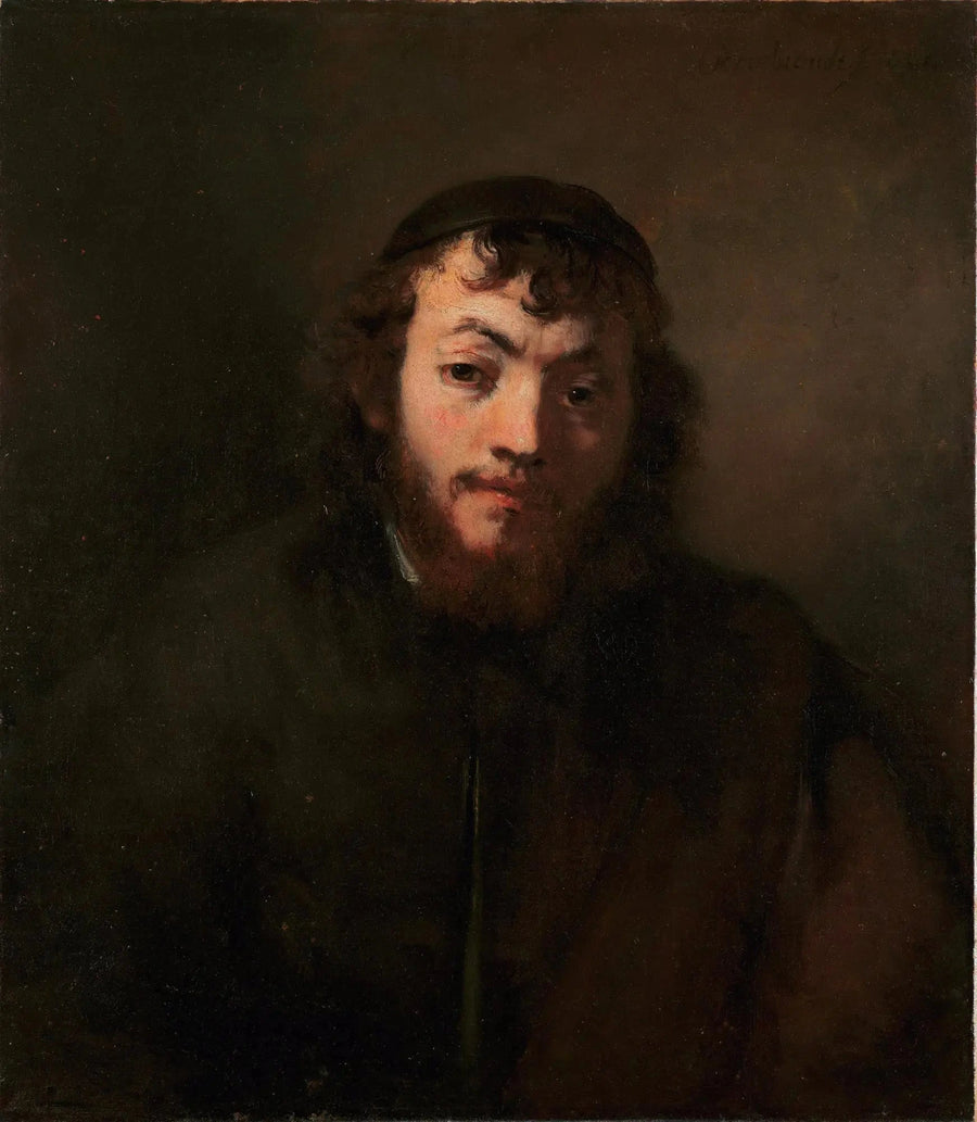 Nuoren miehen muotokuva, jossa on parta ja myssy - Rembrandt