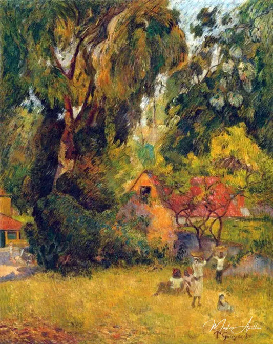 Cabanes sous les arbres - Paul Gauguin - Reproductions de tableaux et peintures haut de gamme