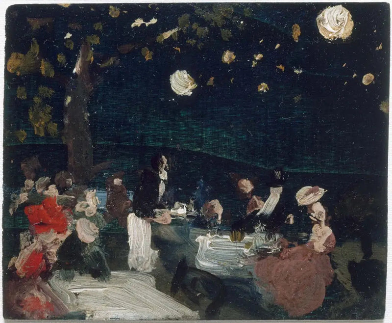 Yön kahvila japanilaisine lyhtyineen - Robert Henri