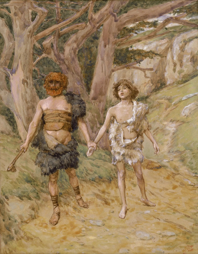 Caïn johdattaa Abelin kuolemaan - James Tissot