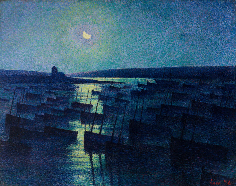 Camaret, kuutamo ja kalastajaveneet - Maximilien Luce