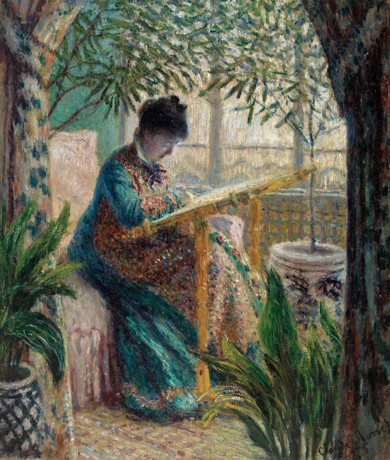 Madame Monet brodeeraaminen, Camille kaupankäynnissä W366 - Claude Monet