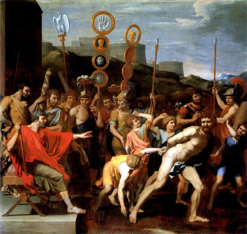 Camille antaa Falériesin koulumestarille oppilailleen - Nicolas Poussin