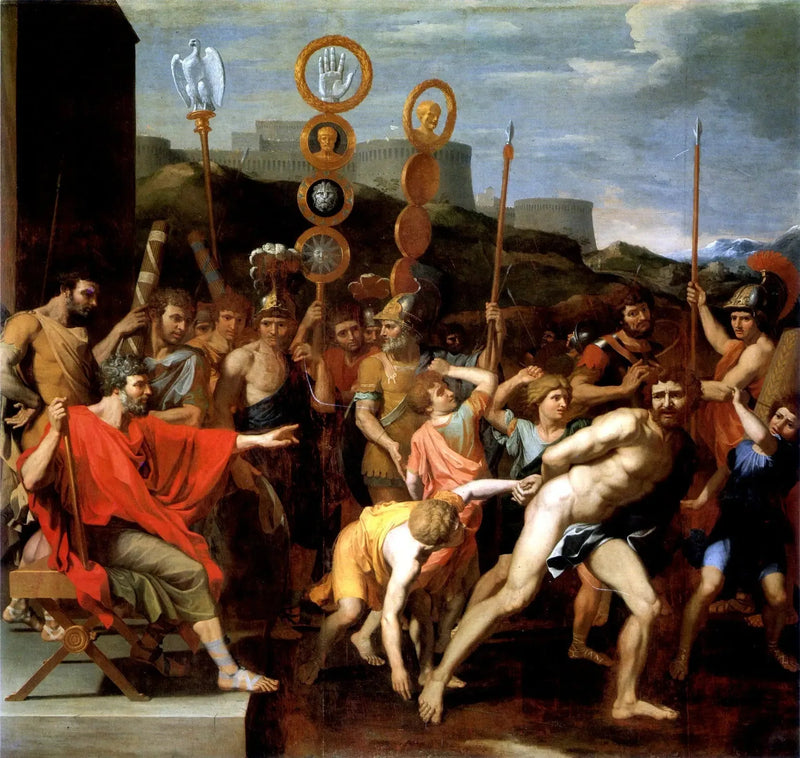 Camille antaa Falériesin koulumestarille oppilailleen - Nicolas Poussin