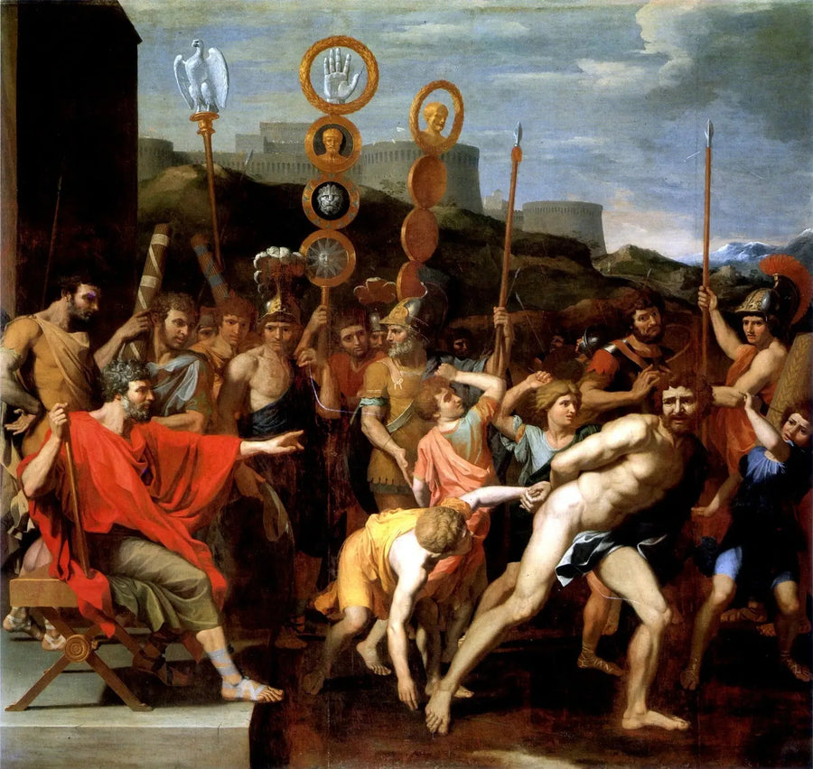 Camille antaa Falériesin koulumestarille oppilailleen - Nicolas Poussin
