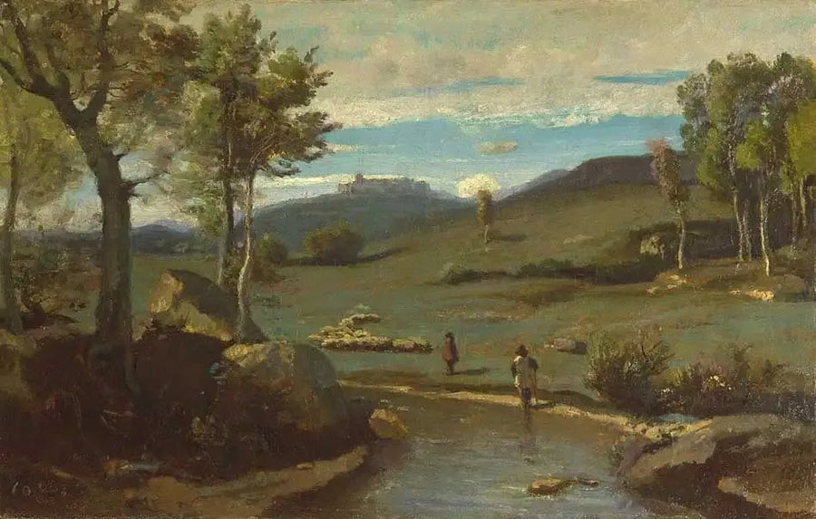 Roomalainen kampanja – Kallioinen laakso karjan kanssa - Jean-Baptiste Camille Corot