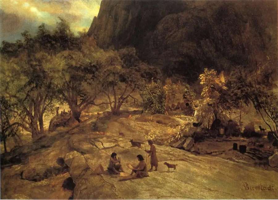 Mariposan intiaanikylä, Yosemite-laakso, Kalifornia - Albert Bierstadt