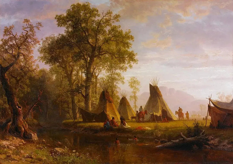 Intiaani-leiri, myöhäinen iltapäivä - Albert Bierstadt