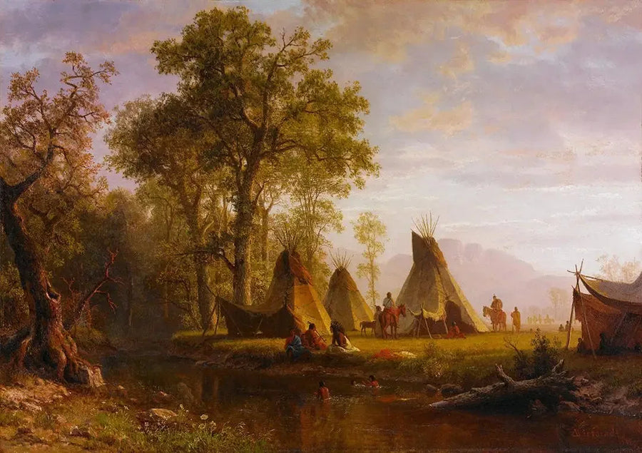 Intiaani-leiri, myöhäinen iltapäivä - Albert Bierstadt