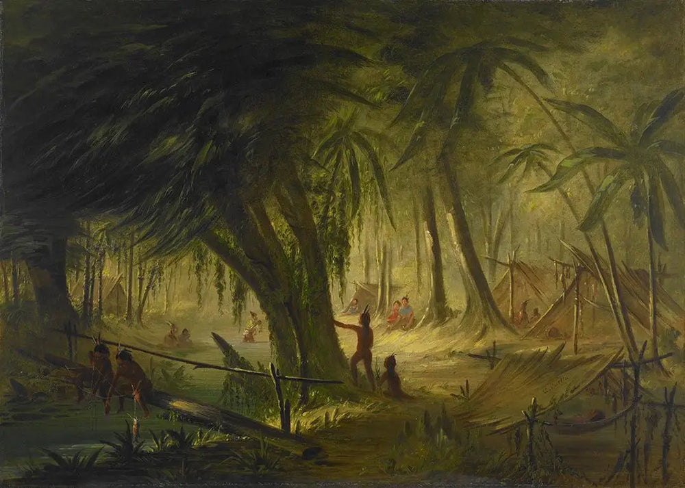 Campement indien - George Catlin - Alpha Reproduction