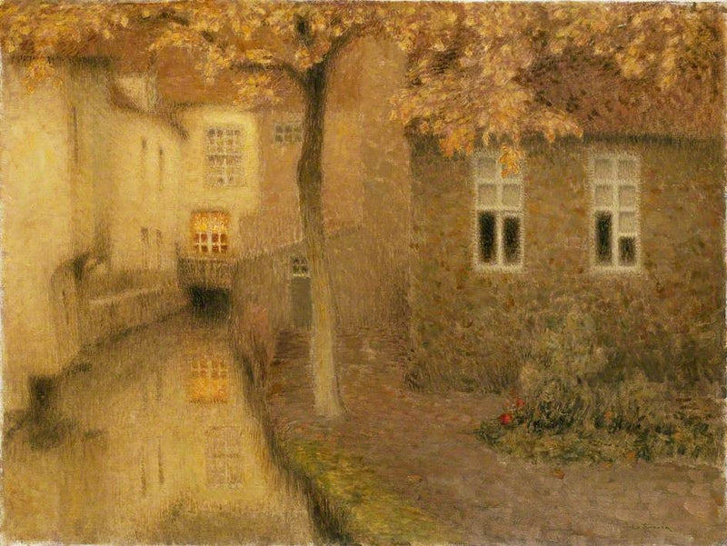 Kanava Brugesin auringonlaskussa - Henri Le Sidaner