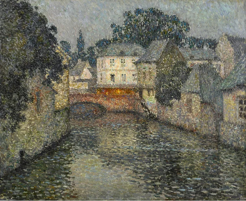 Kanaali valkoisen talon kanssa, Harfleur - Henri Le Sidaner