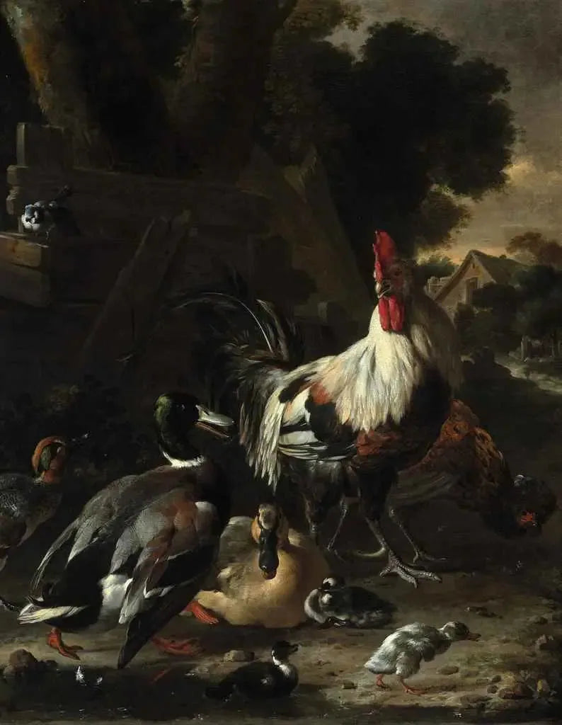 Ankat, kanat ja muut siipikarjat pihalla - Melchior de Hondecoeter