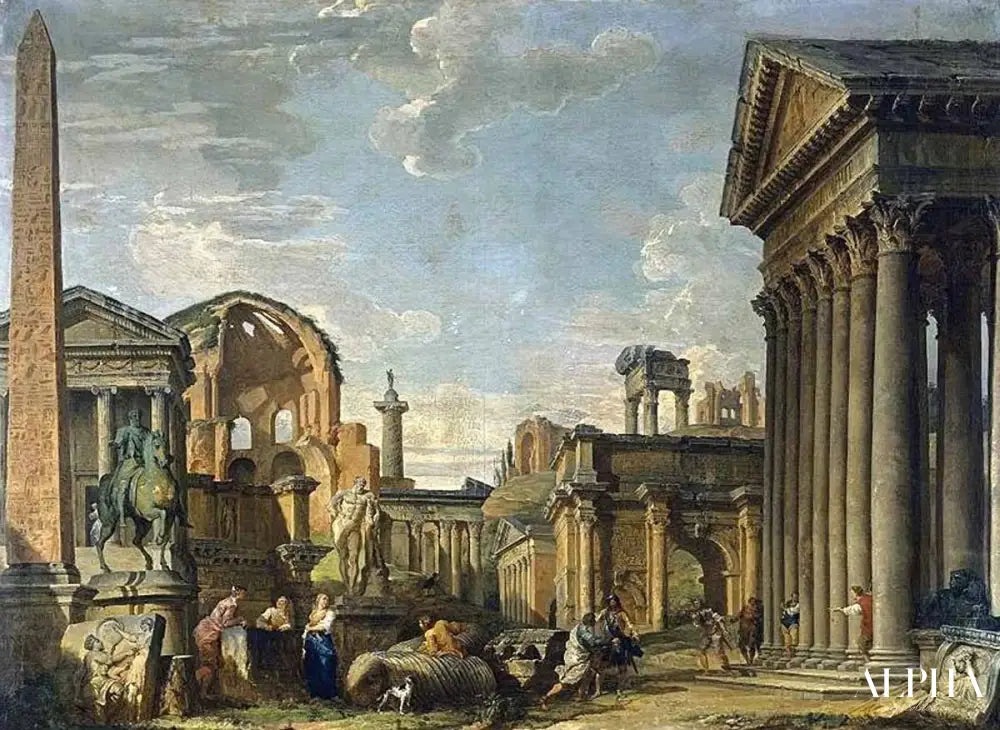 Capriccio architectural, 1730 - Giovanni Paolo Panini - Reproductions de tableaux et peintures haut de gamme