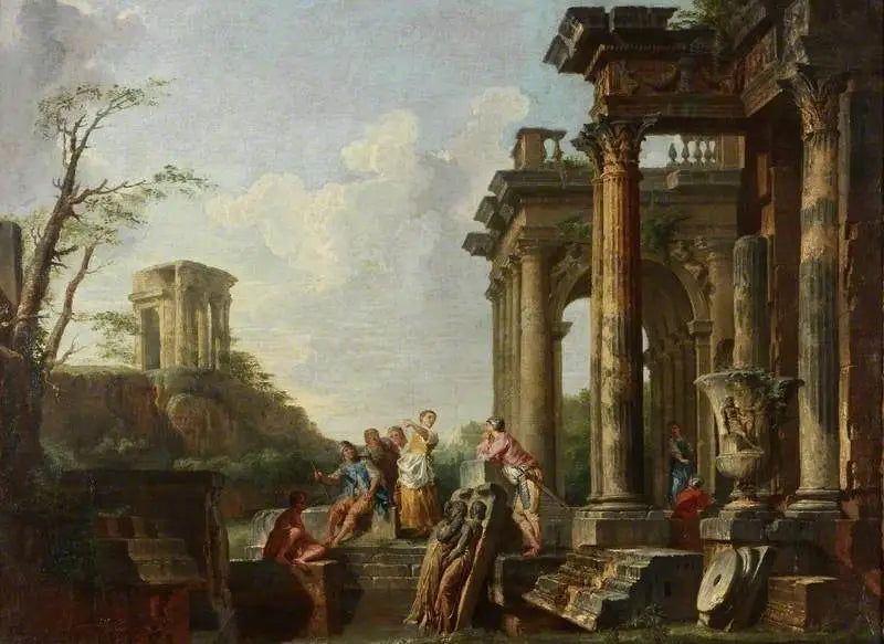 Capriccio arkkitehtoninen, roomalaiset rauniot figuureilla - Giovanni Paolo Panini