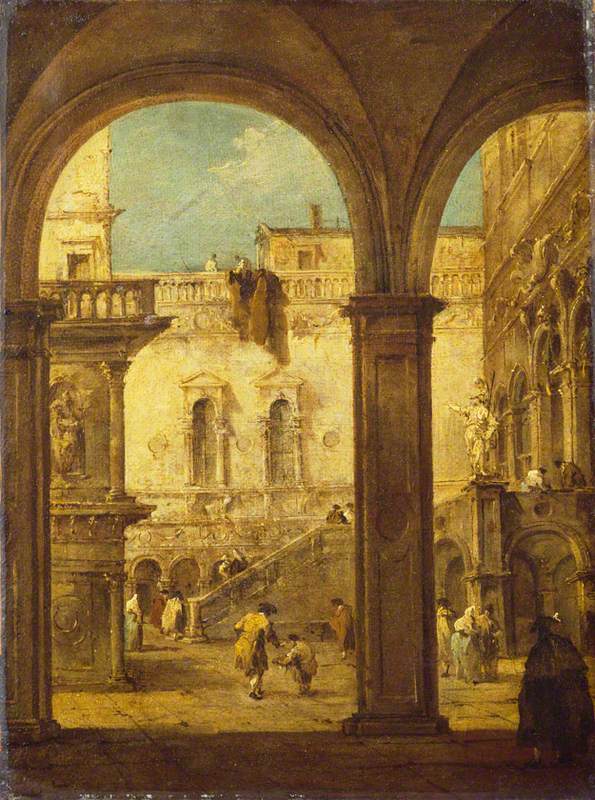 Capriccio kaupungin palatsin pihasta - Francesco Guardi