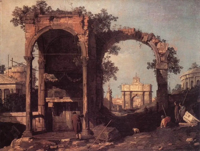 Capriccio raunioilla ja klassisilla rakennuksilla - Canaletto