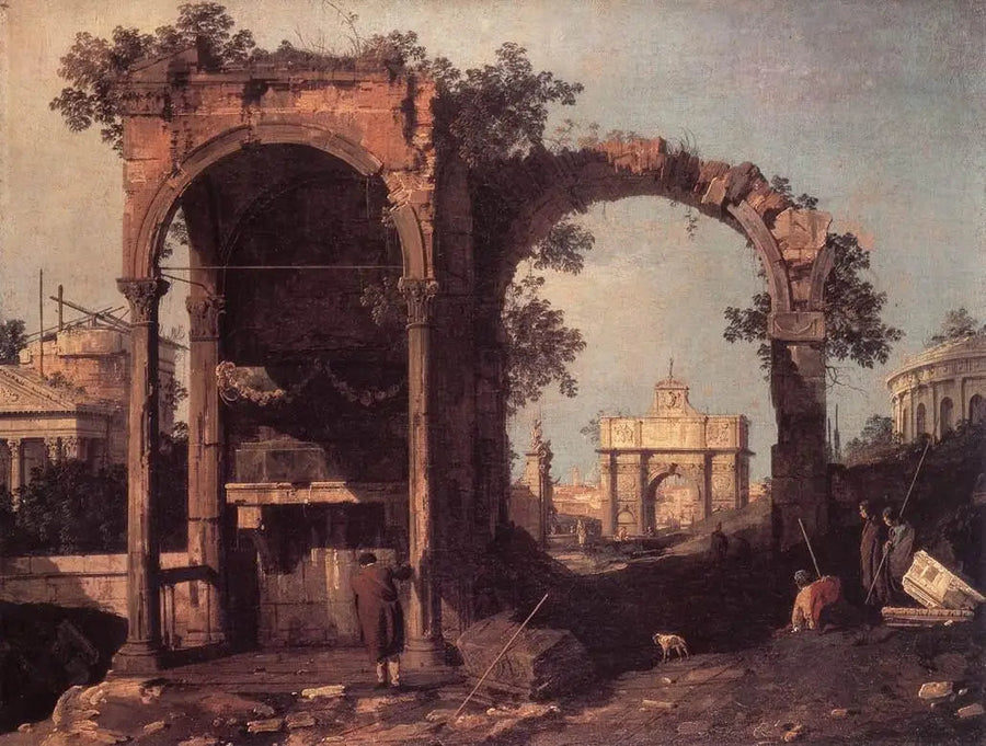Capriccio raunioilla ja klassisilla rakennuksilla - Canaletto