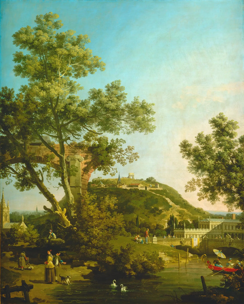 Capriccio: englantilainen maisema palatsilla - Canaletto