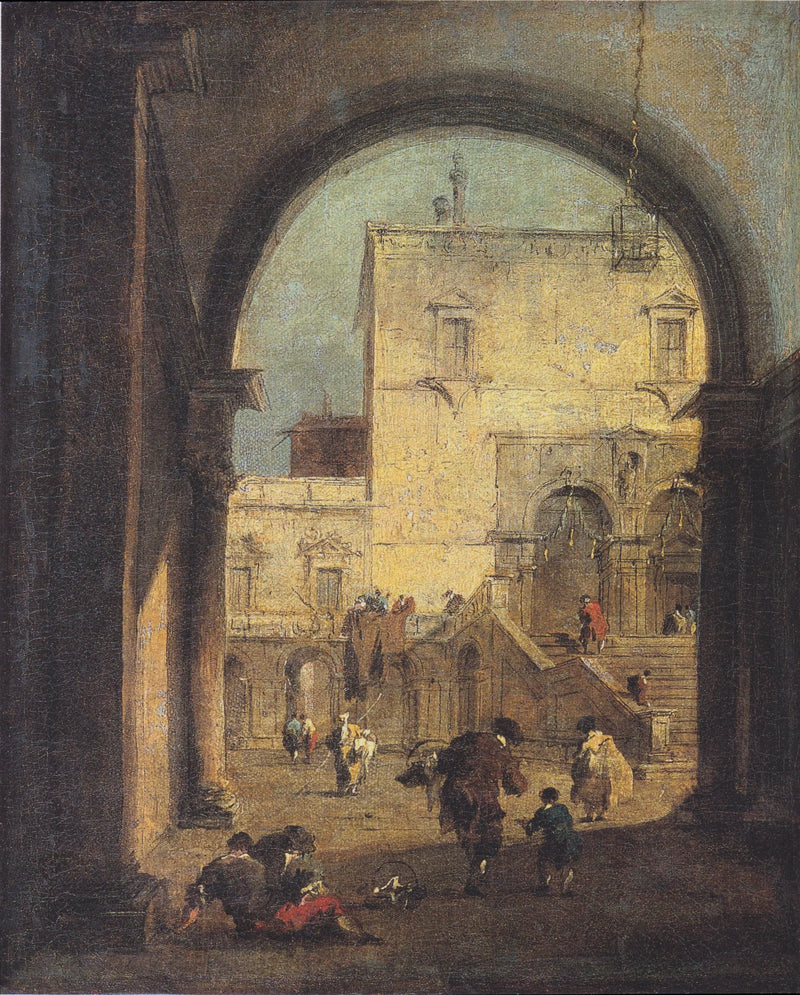 Capriccio venetsialainen: näkymä aukiolta ja palatsilta - Francesco Guardi
