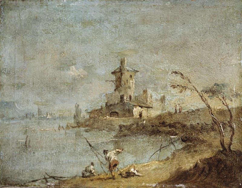 Rustiikkinen kapriisi, meren rannalla sijaitseva torni - Francesco Guardi