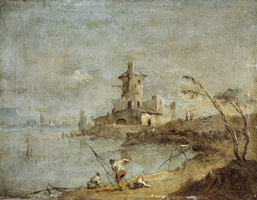 Rustiikkinen kapriisi, meren rannalla sijaitseva torni - Francesco Guardi