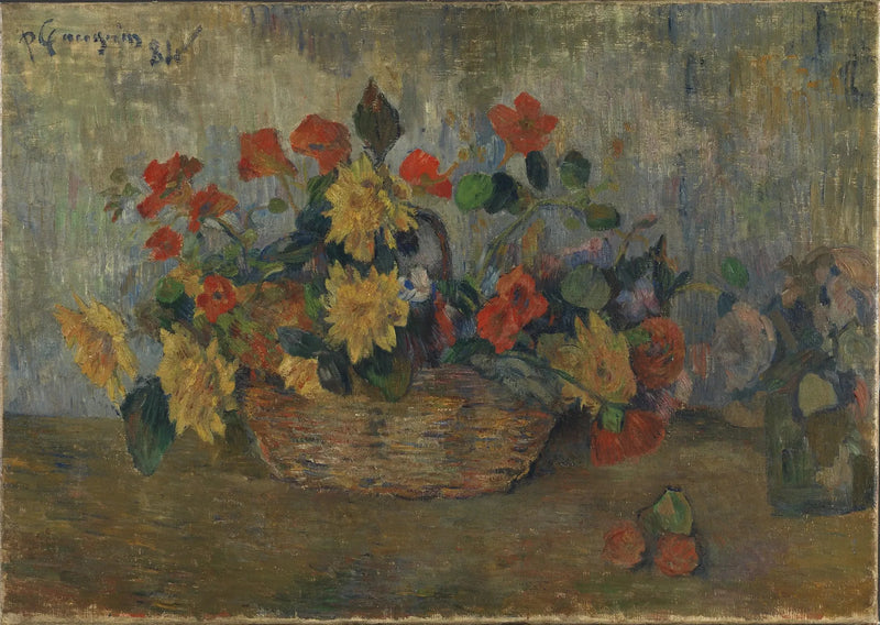 Kapusiinit ja daaliat korissa - Paul Gauguin