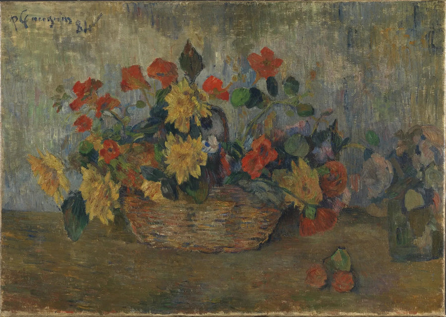 Kapusiinit ja daaliat korissa - Paul Gauguin