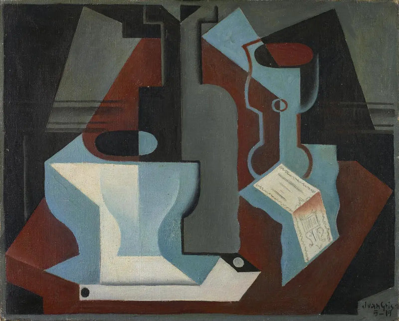 Karahvi, kulho ja lasi - Juan Gris