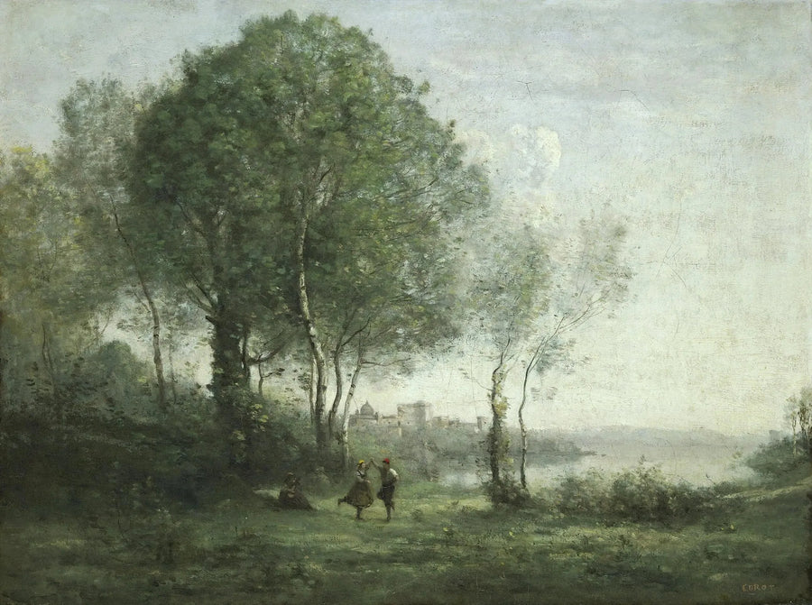 Castel Gandolfo, tanssivat tyrolilaiset paimenet Albano-järven rannalla - Jean-Baptiste Camille Corot