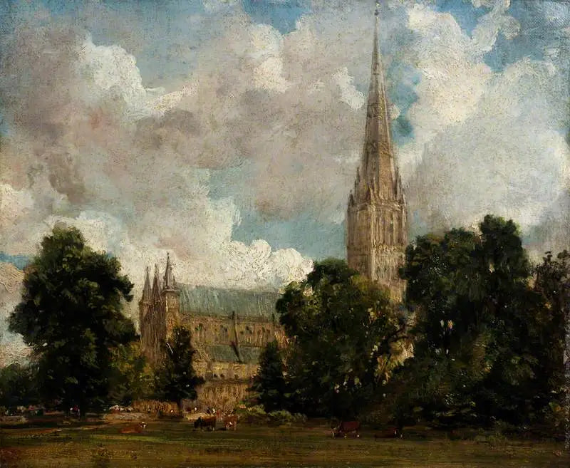 Salisbury-katedraali etelän-lounasnäkymästä - John Constable