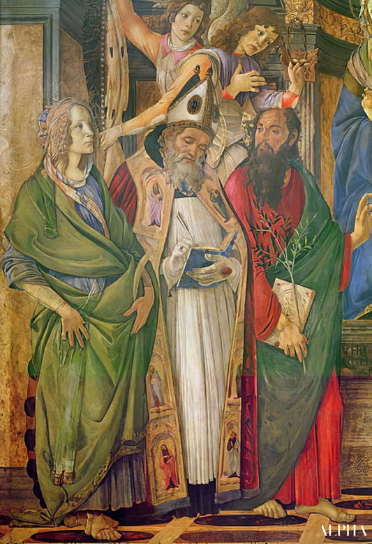Catherine, Augustin ja muut - Sandro Botticelli - Taulujen ja korkealaatuisten maalauksien reproduktiot